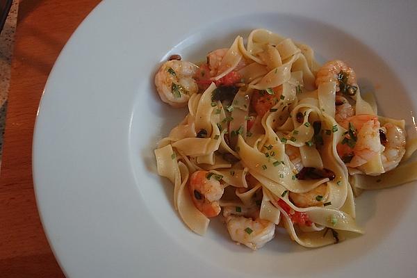 Garlic – Prawns on Ribbon Noodles