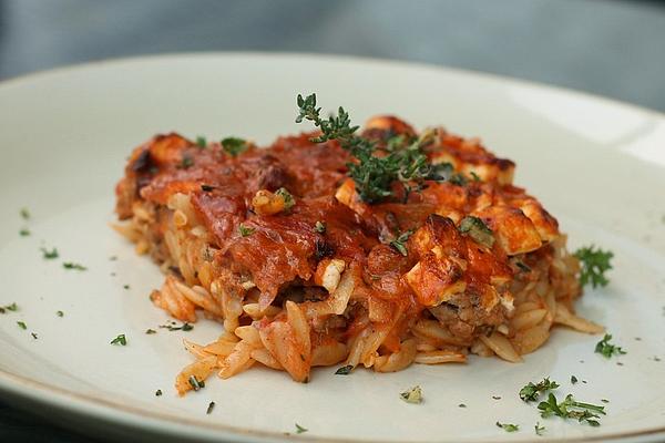 Greek Mince Casserole with Kritharaki Noodles