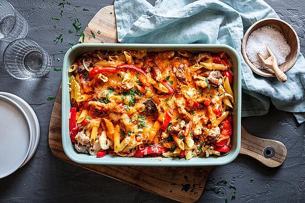 Gyros Pasta Bake in Metaxa Sauce