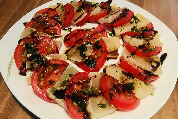 Harz Cheese and Tomato Carpaccio