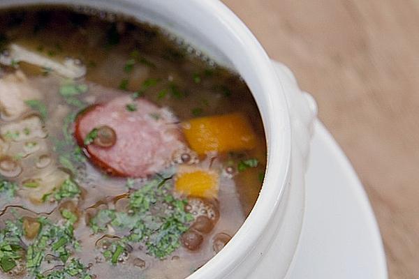 Hearty Lentil Stew with Vegetables and Sausages