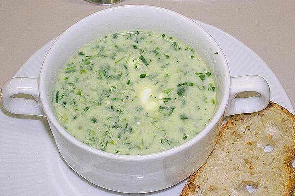 Herbal Cream Soup with Garlic Croutons
