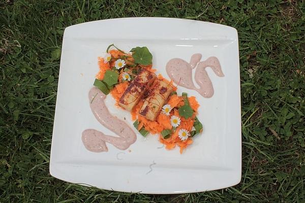 Honey-fried Pecorino on Wild Garlic and Carrot Salad