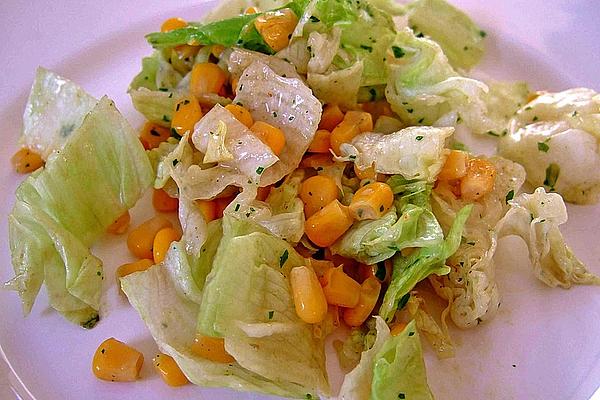 Iceberg Lettuce with Corn and Yogurt Sauce