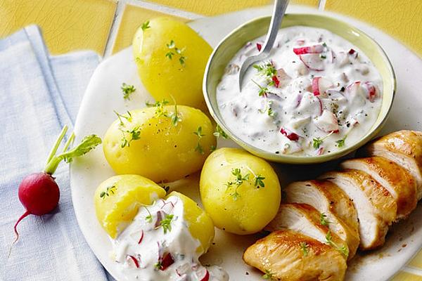 Jacket Potatoes with Radish Yogurt