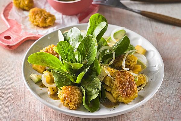 Jankos Fruity Lamb`s Lettuce with Avocado Rice Balls