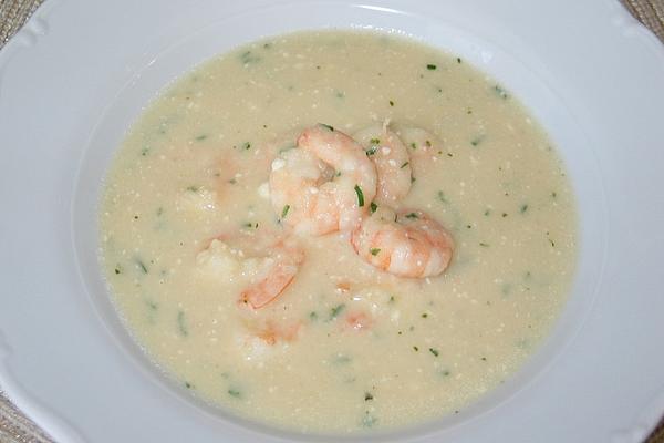 Kohlrabi Soup with Shrimp