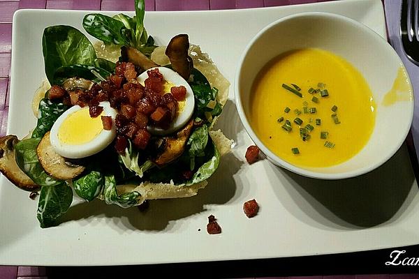 Lamb`s Lettuce in Parmesan Basket