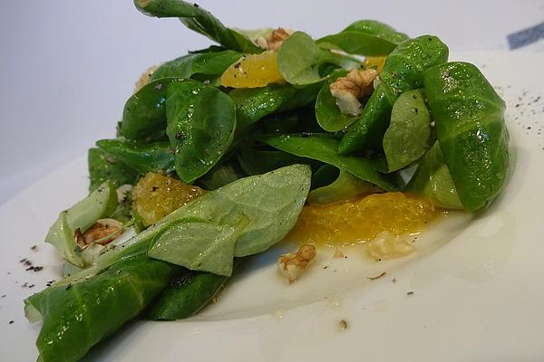Lamb`s Lettuce with Orange Schnitzel and Walnuts