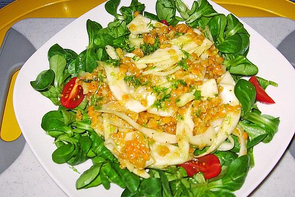 Lamb`s Lettuce with Red Lentils and Fennel