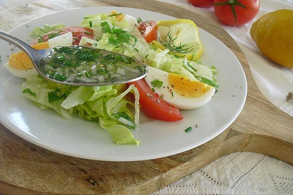 Lemon-vinegar-oil-vinaigrette with Fresh Herbs