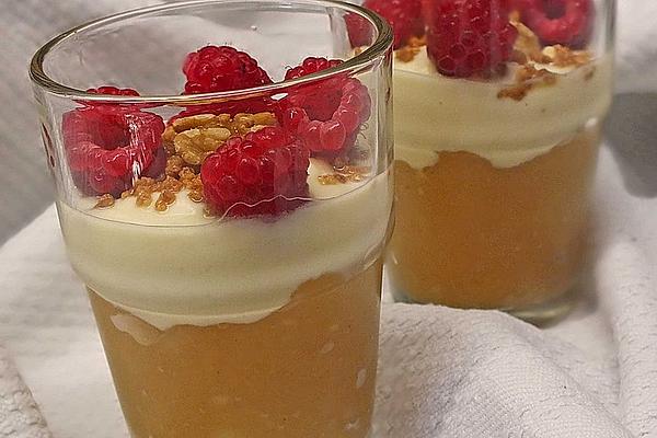 Light Layered Dessert with Applesauce and Yoghurt