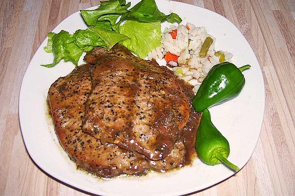 Minute Steaks in Red Wine and Onion Sauce