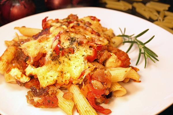 Penne-tomato-mince Casserole