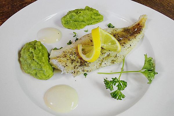 Pollack with Mustard Dip and Mushy Peas