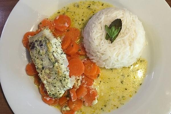 Pollock on Mustard Carrots