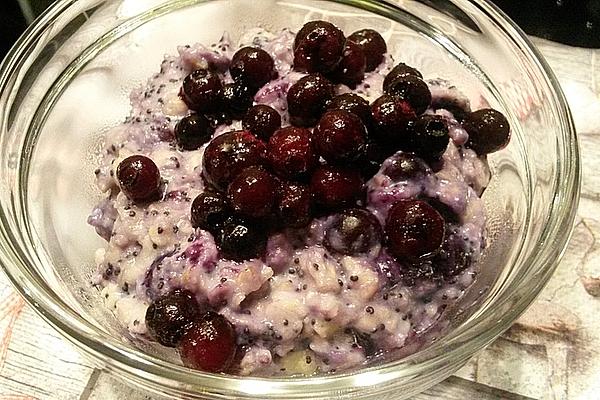 Poppy Seed and Marzipan Porridge with Morello Cherries