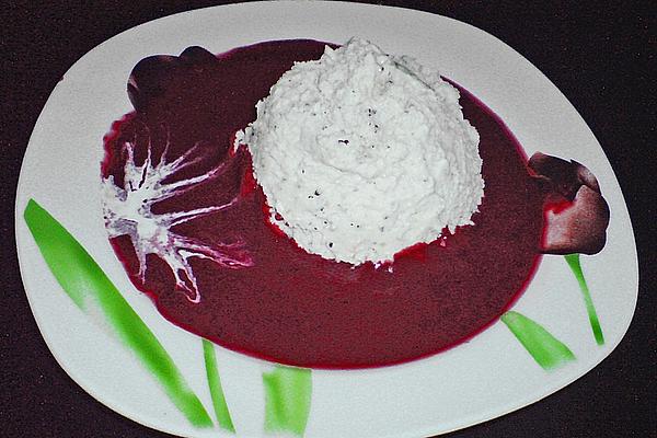 Poppy Seed Mousse on Raspberry Pulp