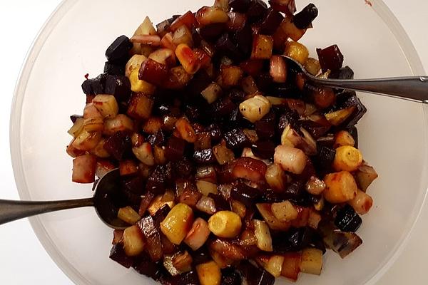 Potato Salad with Beetroot and Colorful Carrots