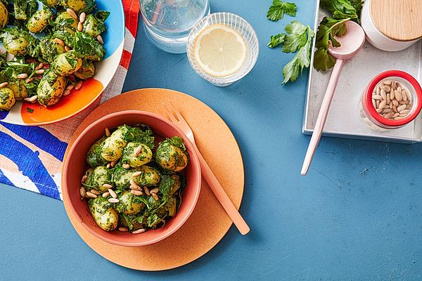 Potato Salad with Parsley Lemon Pesto and Pine Nuts