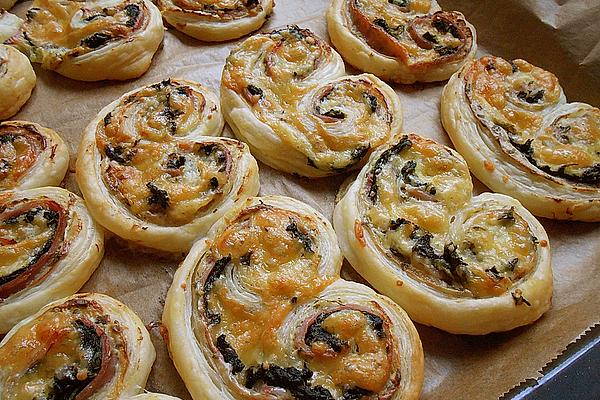 Puff Pastry Rolls with Spinach and Ham Filling