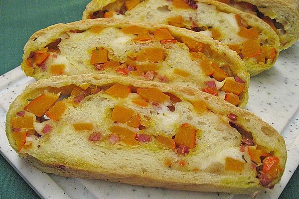 Pumpkin Bread with Bacon and Goat Cheese