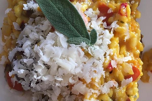 Pumpkin Risotto with Chorizo ​​and Chestnuts