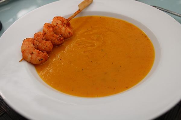 Pumpkin Soup with Coconut Milk and Prawns