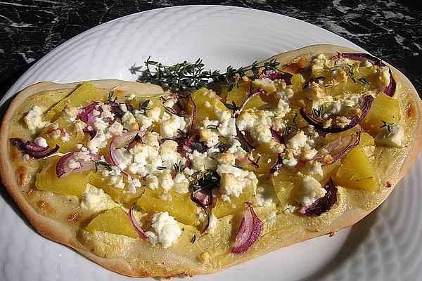 Pumpkin Tarte Flambée with Onions and Feta