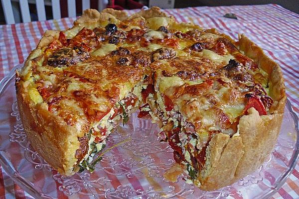 Quiche with Tomatoes, Arugula and Ham