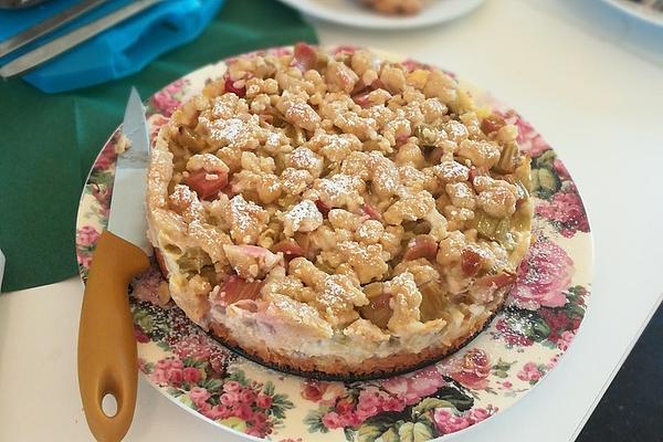 Rhubarb Cake with Vanilla Cream and Sprinkles