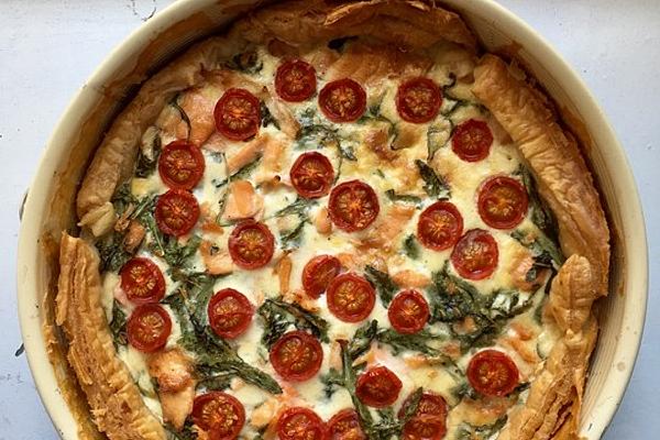 Rocket and Herb Quiche with or Without Salmon