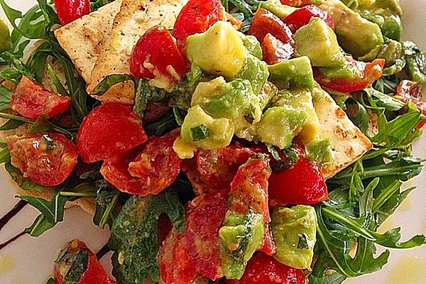 Rocket Salad with Halloumi and Pesto Vinaigrette
