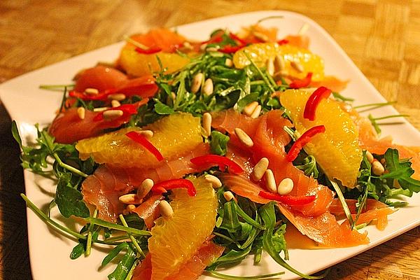 Rocket Salad with Pink Grapefruit and Smoked Salmon