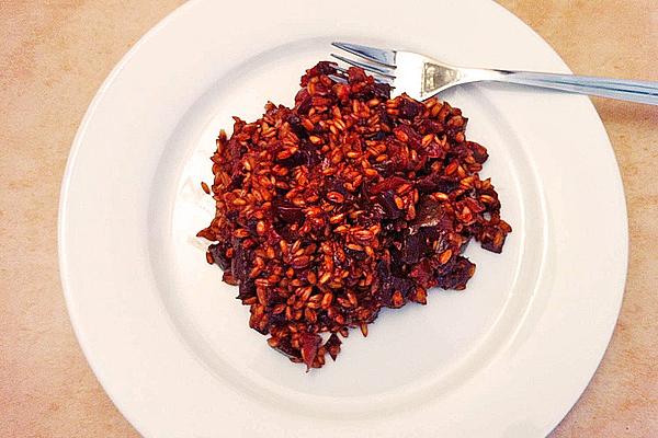 Roman Grain Risotto Donau-Ries with Emmer, Beetroot and Plums