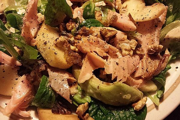 Salad from Smoked Salmon Trout