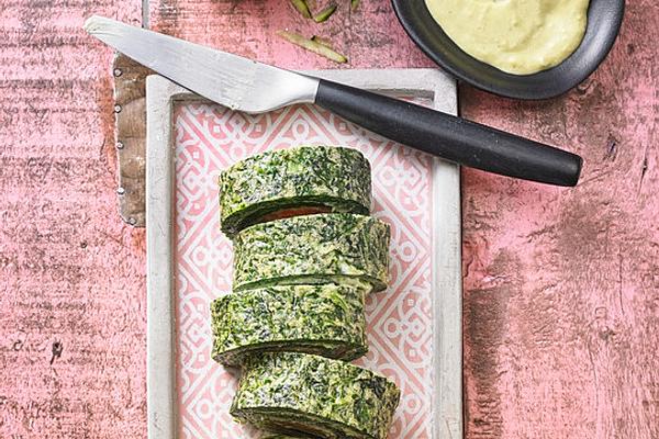 Salmon and Spinach Roll with Cashew Avocado Salad