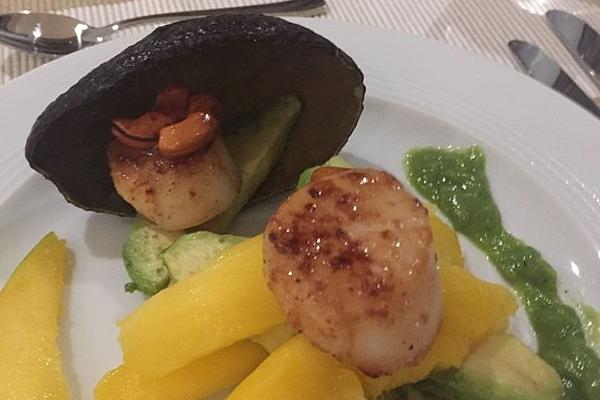 Scallop on Mango-Avocado Tower