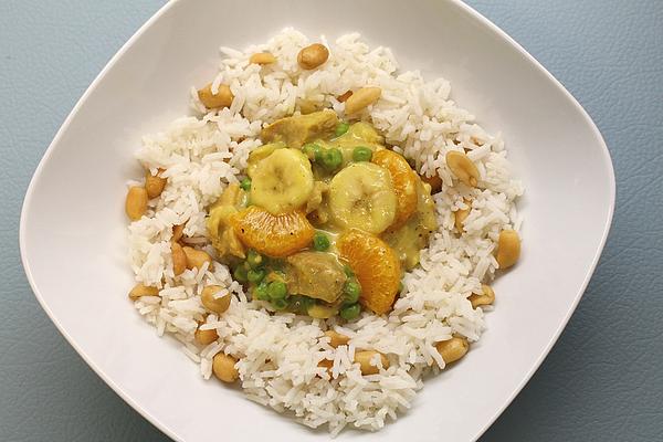 Sliced ​​meat with Mandarins and Peanut Rice