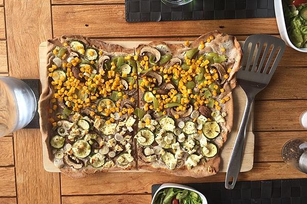 Spelled Tarte Flambée with Vegetables and Feta
