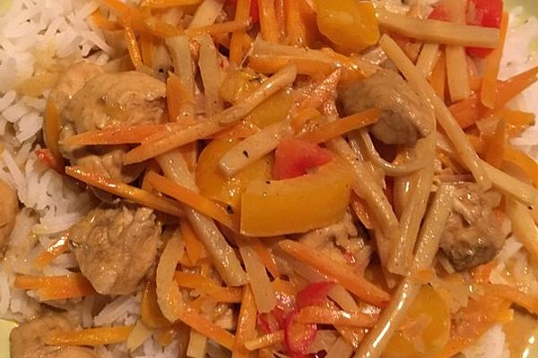 Spicy Curry Chicken from Wok with Rice
