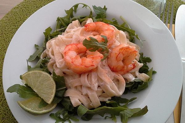 Spicy Lemon Spaghetti with Cream Cheese and Prawns