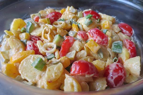 Spicy Potato Salad with Lots Of Crunchy Vegetables