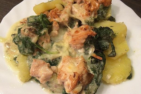 Spinach, Potato and Salmon Casserole
