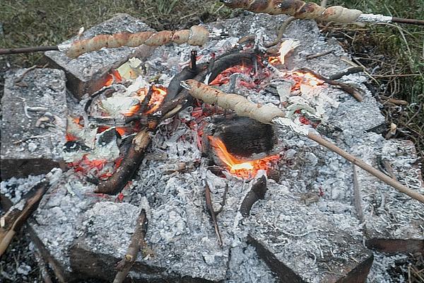 Stick Bread with Cheese and Bacon
