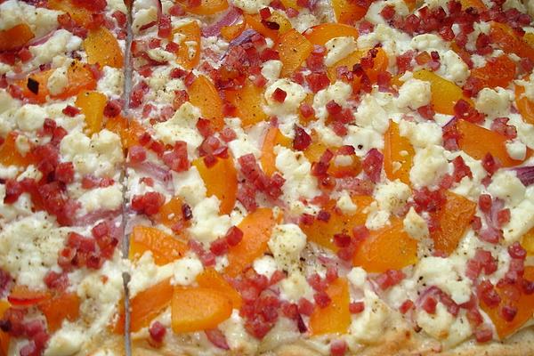 Tarte Flambée with Apricot, Bacon and Feta