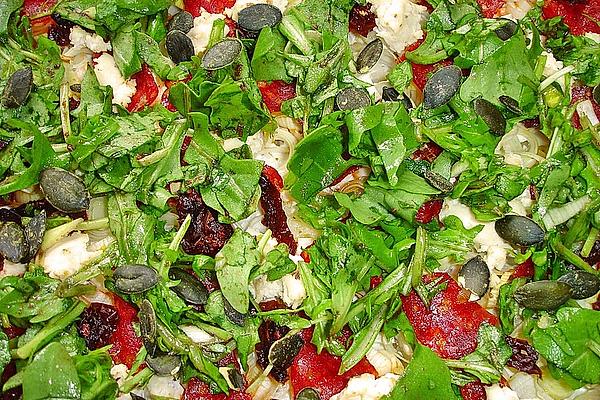 Tarte Flambée with Fig Cream Cheese, Chorizo ​​and Rocket