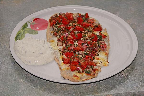 Tarte Flambée with Herb and Tomato Mixture