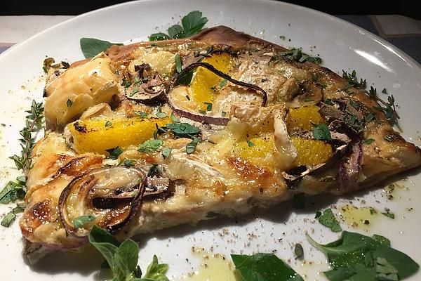 Tarte Flambée with Oranges and Camembert