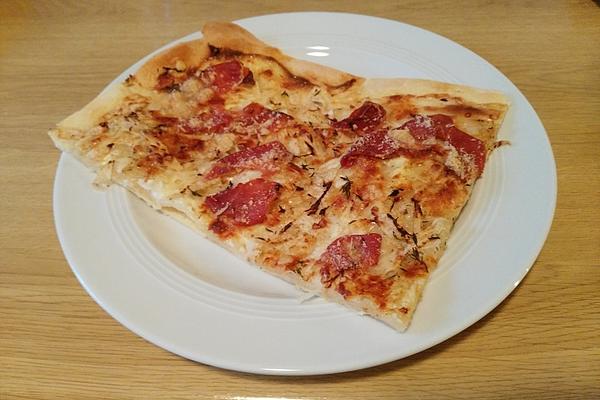 Tarte Flambée with Pear and Serrano Ham
